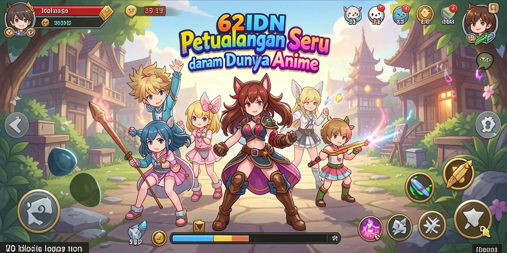 Tampilan gameplay 62IDN yang menakjubkan dengan karakter anime.