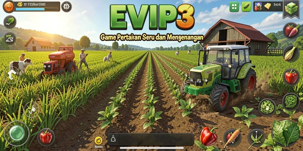 Tangkapan layar EVIP3 menampilkan keseruan gameplay pertanian yang memikat.
