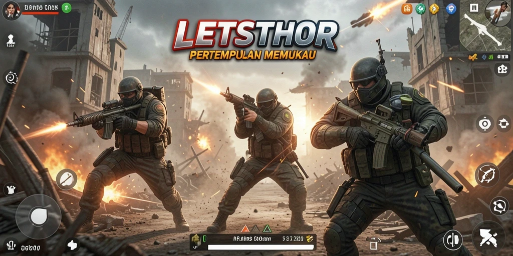 Gameplay LETSTHOR dengan aksi pertempuran yang menarik dan dinamis.