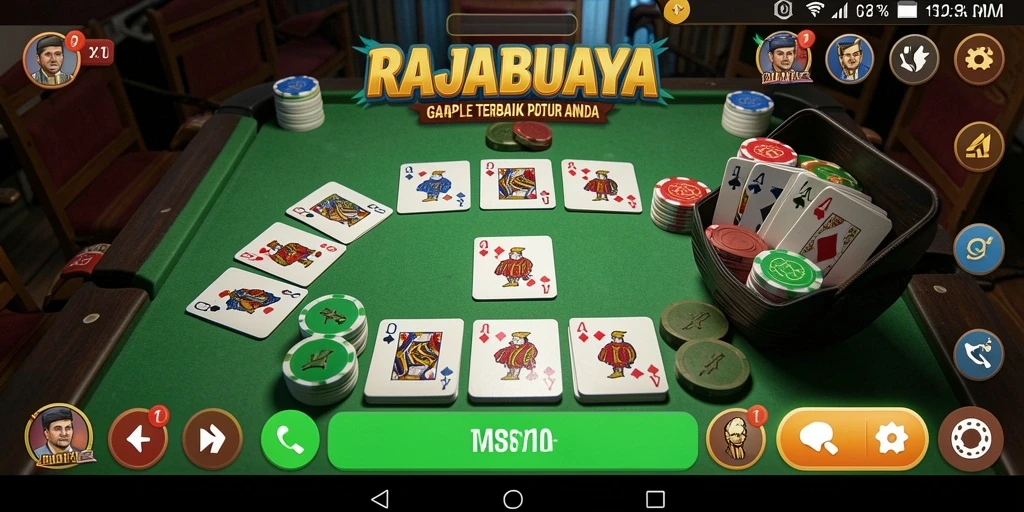 Screenshot gameplay RAJABUAYA menampilkan keseruan bermain Gaple.