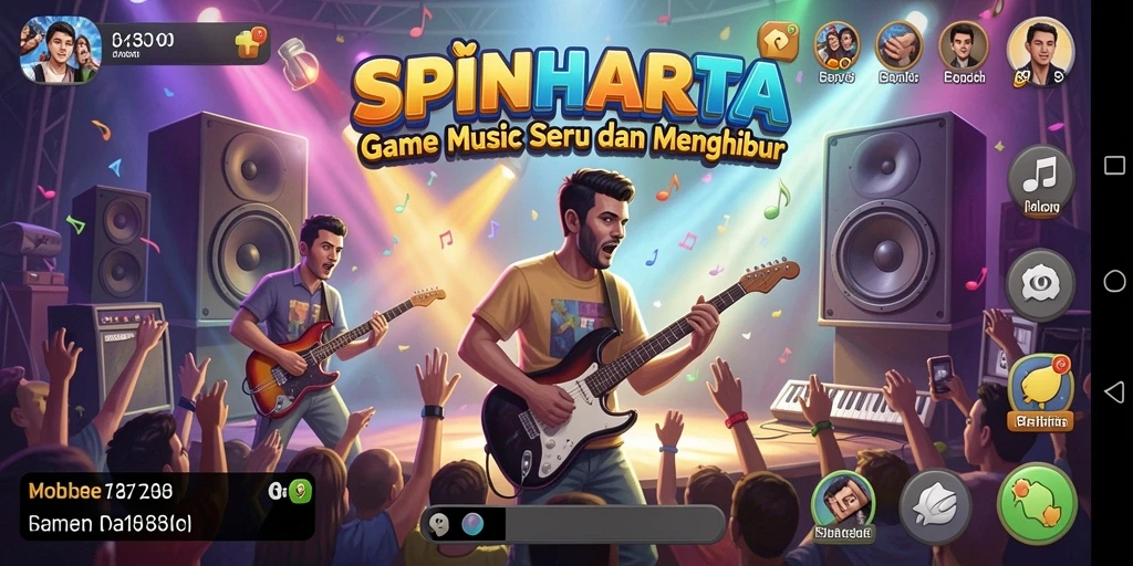 Tampilan gameplay <strong>SPINHARTA</strong> yang penuh warna dan menarik.