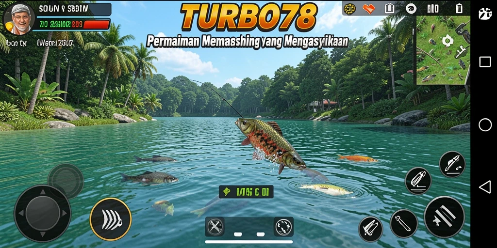 Tampilan gameplay TURBO78 yang seru dan mendebarkan saat memancing.