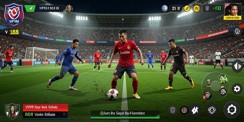 Tampilan gameplay VIP188 menampilkan aksi sepak bola yang mengesankan.